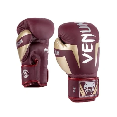 Afbeelding van Venum Elite Bokshandschoenen, bordeaux/goud, 14 oz