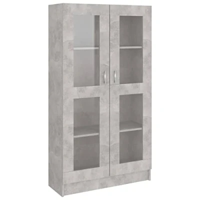 Image de vidaXL Armoire à vitrine Gris béton 82,5x30,5x150 cm Bois d&#039;ingénierie802763