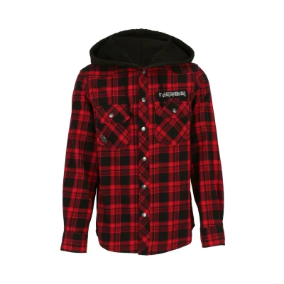 Afbeelding van Brandit IRON Maiden Check EDDY Overhemd, Heren, Maat: Medium, Dark red black