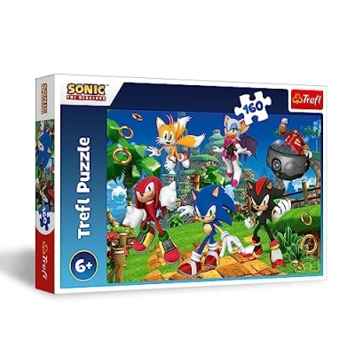 Image de Trefl Sonic The Hedgehog, et ses amis Puzzle 160 éléments coloré avec les personnages du jeu, collage, divertissement créatif, amusant pour enfants à partir de 6 ans