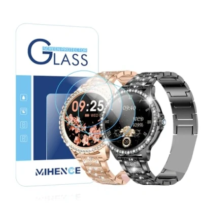 Afbeelding van MIHENCE 3 x displaybeschermfolie van gehard glas, krasbestendig, 9H voor LIGE/DekeFit i58 smartwatch, 1,32 inch