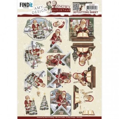 Afbeelding van 3D Cutting Sheet Amy Design Snowy Christmas Santa 10 stuks