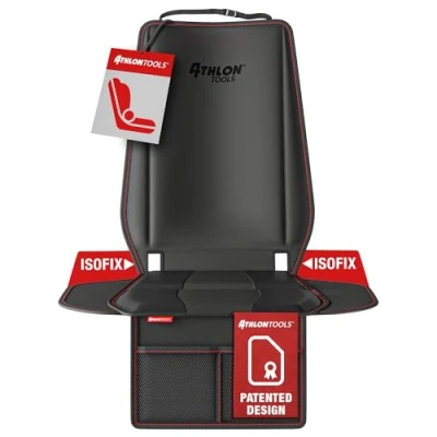 Afbeelding van ATHLON TOOLS Kinderzitbekleding Gevoerde stoelbescherming Isofix compatibel en antislip (zwart/zwart)