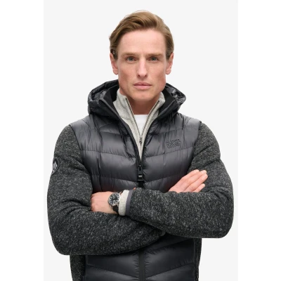 Afbeelding van Superdry Hooded Storm Hybrid Jas, Heren, Maat: XXL, Dark charcoal marl