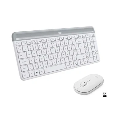 Image de Logitech Slim Wireless Combo MK470 Ensemble clavier et souris sans fil 2.4 GHz QWERTY R. U. blanc cassé
