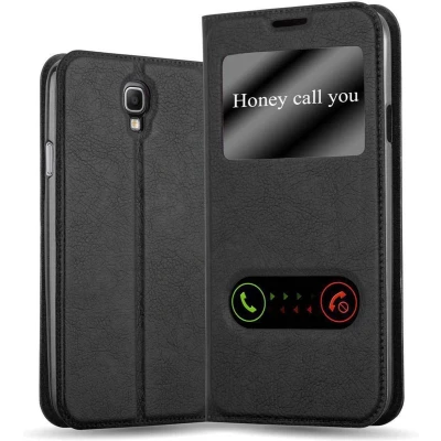 Afbeelding van Cadorabo Hoesje geschikt voor Samsung Galaxy NOTE 3 NEO in KOMEET ZWART Beschermhoes met magnetische sluiting, standfunctie en 2 kijkvensters Book Case Cover Etui