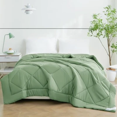 Afbeelding van WAVVE dekbed voor de zomer, 150 g/m², van microvezel, tweepersoonsbed, 240 x 260 cm, alle seizoenen, bed 200 groot, warm, licht, vulling groen
