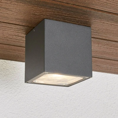Afbeelding van Lucande LED plafondlamp 1licht drukgegoten aluminium, polycarbonaat H: 12 cm donkergrijs, transparant Inclusief lichtbron