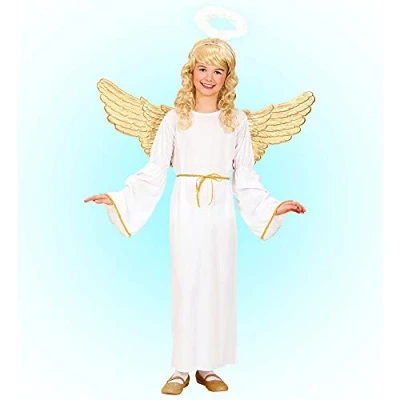 Afbeelding van Widmann Engel Kostuum Met Aureool Angel Dust Meisje Wit / Beige Maat 116 Carnavalskleding Verkleedkleding