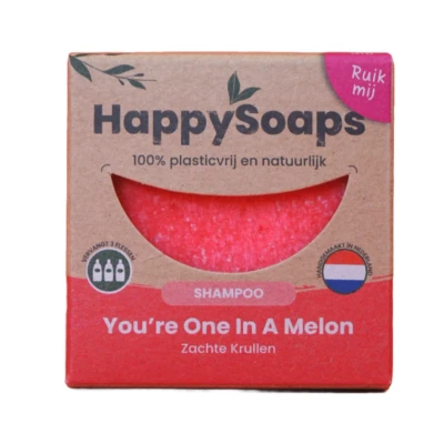 Afbeelding van HappySoaps You&#039;re One in a Melon Shampoo Bar 70g bars