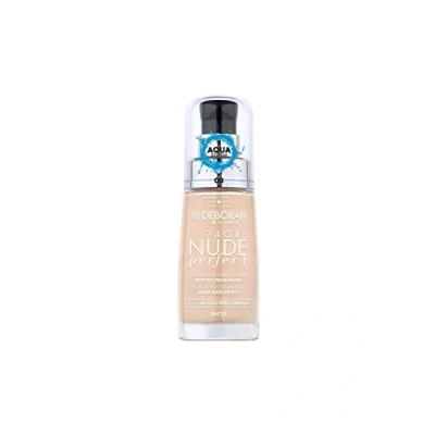 Afbeelding van Deborah 24 uur, perfecte nude foundation, hydraterend en licht, langdurig, naakt effect, vloeibare textuur op gemiddelde dekking, voor een gelijkmatige, stralende fluweelachtige teint