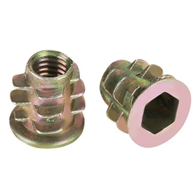 Afbeelding van Inzetmoer, Nimoa M5 x 10 mm meubelmoeren met zeskantkop van zinklegering schroefdraad voor houten inzetstuk, 50 stuks
