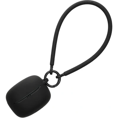 Afbeelding van kwmobile oordopjes case geschikt voor JBL Tune Beam 2 hoesje Oortjes cover met handstrap in ear koptelefoon hoes Silicone zwart