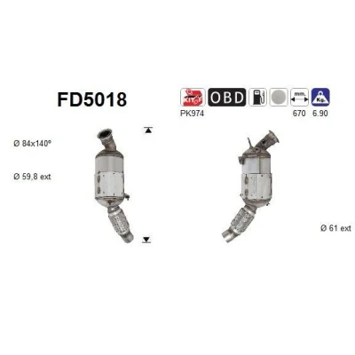 Afbeelding van AS FD5018 Roetfilter Cordieriet BMW: 3 Touring, Saloon