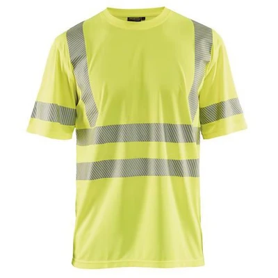 Image de T shirt anti UV haute visibilité jaune fluorescent, col rond