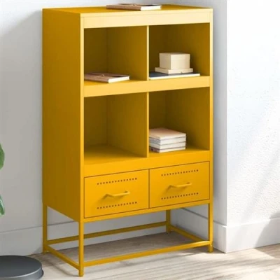 Image de vidaXL Buffet haut jaune moutarde 68x39x111,5 cm acier846605