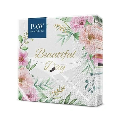 Afbeelding van PAW Decor Collection Papieren servetten, 3 laags (33 x 33 cm), 20 stuks, elegantie in de vorm van tijdloze decors, perfecte servetten voor bruiloften