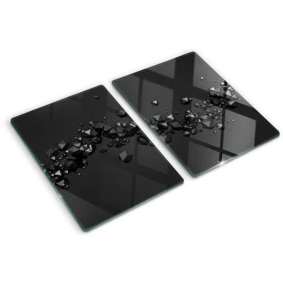 Afbeelding van Tulup Snijplank, 2 x 40 52 cm, bescherming voor inductie, koken, snijmat van gehard glas, abstractie 3D
