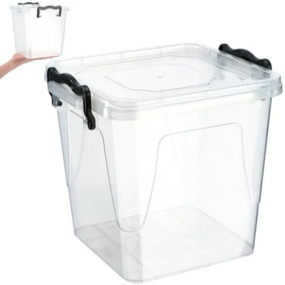Afbeelding van KADAX Opbergdoos met deksel, robuuste kunststof container, lunchbox, transparante voorraaddoos, lunchbox kliksluiting (3,7 l)