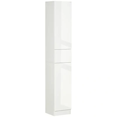 Afbeelding van kleankin Badkamerkast, moderne stijl, 2 kasten, 3 planken en 1 schuiflade, spaanplaat, wit