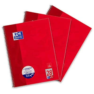 Afbeelding van Oxford Collegeblok A4, geruit, 80 vellen, geperforeerd, rood, 3 stuks