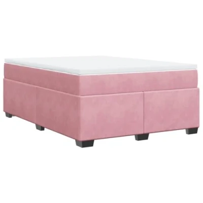 Afbeelding van vidaXL Boxspring met matras fluweel roze 160x200 cm