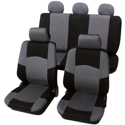 Afbeelding van Petex 24274918 Classic Autostoelhoes 17 delig Polyester Zwart, Grijs Bestuurder, Passagier, Achterbank
