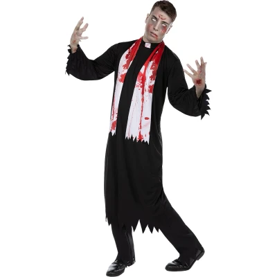 Afbeelding van Funidelia Zombie Priester Kostuum voor mannen Ondood, Halloween, Horror Volwassenen Accessoire verkleedkleding en rekwisieten carnaval &amp; feesten Maat XL Zwart