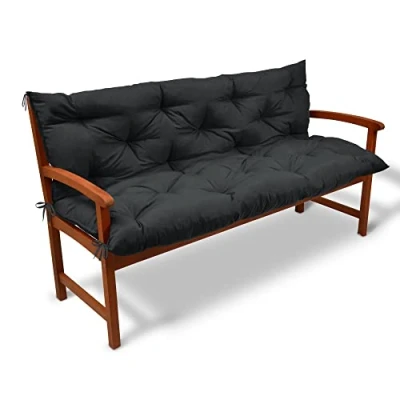 Afbeelding van Beautissu Tuinbank kussen Flair BR kussens voor tuinmeubelen 120 x 50 cm grafiet grijs zitkussen en rugkussen