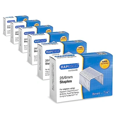 Afbeelding van Rapesco 1735 Business Pack: verzinkte nietjes 26/6 mm (nr. 56), 6 dozen van 5000 stuks
