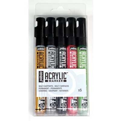 Afbeelding van Pebeo Acryl Markers 1.2mm Precious Colors set 5 stuks