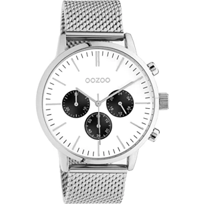 Afbeelding van OOZOO Timepieces zilverkleurige horloge met metalen mesh armband C10910 Ø45