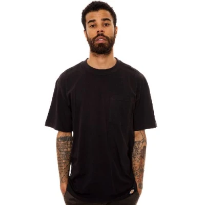 Afbeelding van dickies Casual T shirt met korte mouwen en zak voor heren (1 stuk), zwart.