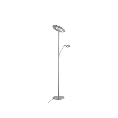 Afbeelding van Fischer &amp; Honsel Dent 40318 Vloerlamp met 2 lampen, staande lamp en leesarm, afzonderlijk dimbaar, dimmer, metaal glas, mat zwart chroom, hoogte