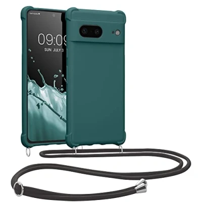 Afbeelding van kwmobile telefoonhoesjegeschikt voor Google Pixel 7 Hoesje van siliconen met telefoonkoord In petrol