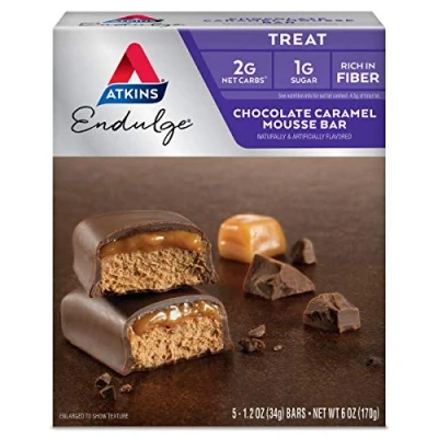 Afbeelding van Atkins Endulge Chocolate Caramel Mousse Bar Doos 5 x 34g Koolhydraatarm eten doe je zó!