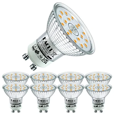 Afbeelding van EACLL GU10 LED Lamp Warm wit , 4.9W Gelijk aan 70W Halogeenlampen, 8 pack, 2700K 515lm AC 230V Geen Flikkering Energiezuinige Verlichting, Stralingshoek 120 Spot, Niet Dimbaar Reflectorlamp