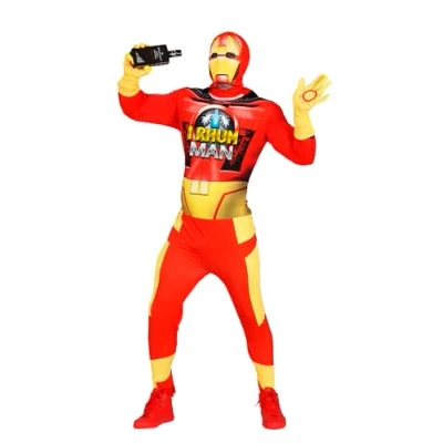 Afbeelding van Guirca Vrijgezellenfeest Kostuum Superheld I Rhum Man Rood, Geel Maat 52 54 Carnavalskleding Verkleedkleding