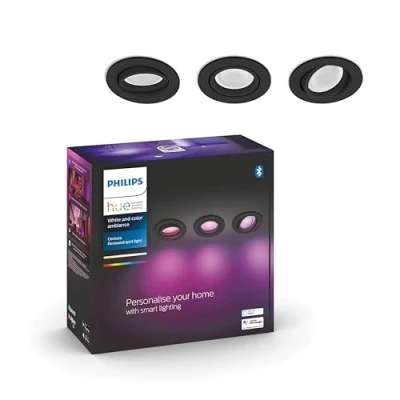 Afbeelding van Philips Hue Centura inbouwspot wit en gekleurd 3 pack zwart rond GU10