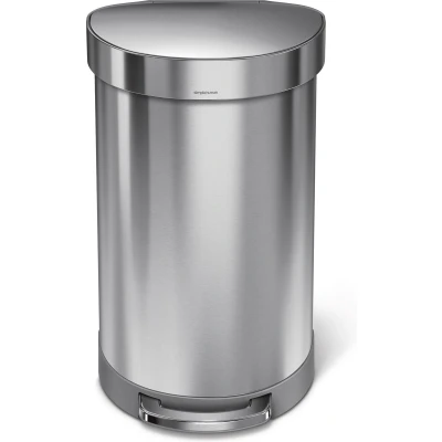 Afbeelding van Simplehuman Semi Round Prullenbak 45 l Rvs Zilverkleurig
