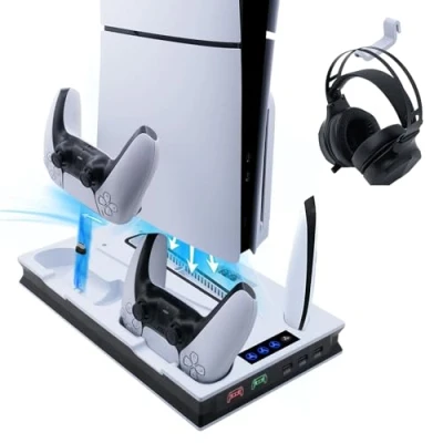 Afbeelding van Wigearss Verticaal koelstation voor PS5 Slim met dubbele controller, oplader PS5/PS5 UHD/Digital Edition
