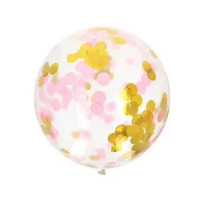 Afbeelding van Confetti ballon XL goud en roze 61cm per stuk