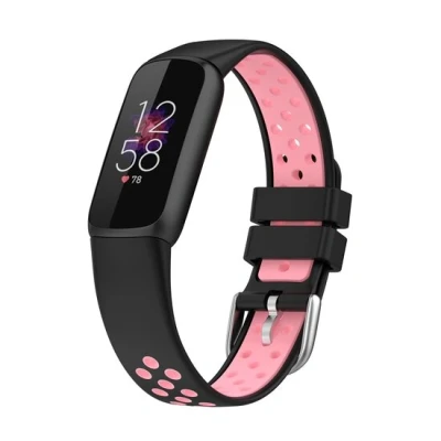Afbeelding van Fitbit Luxe Siliconen sportbandje Maat: Large Zwart + roze