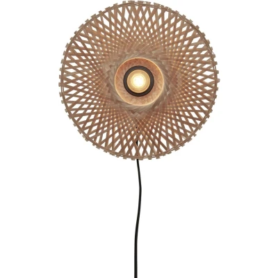 Afbeelding van GOOD&amp;MOJO Wandlamp Kalimantan Zwart/Bamboe Ø30cm Bruin