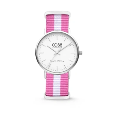 Afbeelding van CO88 Collection Watches 8CW 10025 Horloge Nato Band Ø 36 mm Roze / Wit