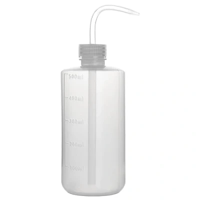 Afbeelding van stonylab Chemische wasfles (1 stuk), kunststof LDPE veiligheidslab drukreinigingsfles met smalle uitloop en schaaletiketten, waterfles, 500 ml