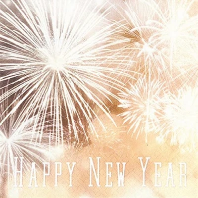 Afbeelding van Set van 20 servetten Happy New Year Nieuwjaar tafeldecoratie decoupage servettechniek 33 x cm