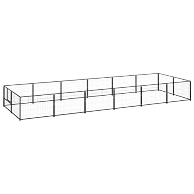 Afbeelding van vidaXL Hondenkennel 12 m² staal zwart