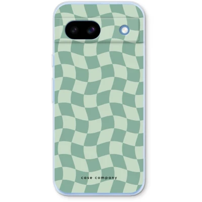 Afbeelding van Case Company® hoesje geschikt voor Google Pixel 8a Grid Groen Soft Cover Telefoonhoesje Bescherming aan alle Kanten en Schermrand