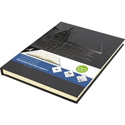 Afbeelding van Dummyboek Kangaro A5 zwarte harde dessin cover 80 blad 140 grams cream papier